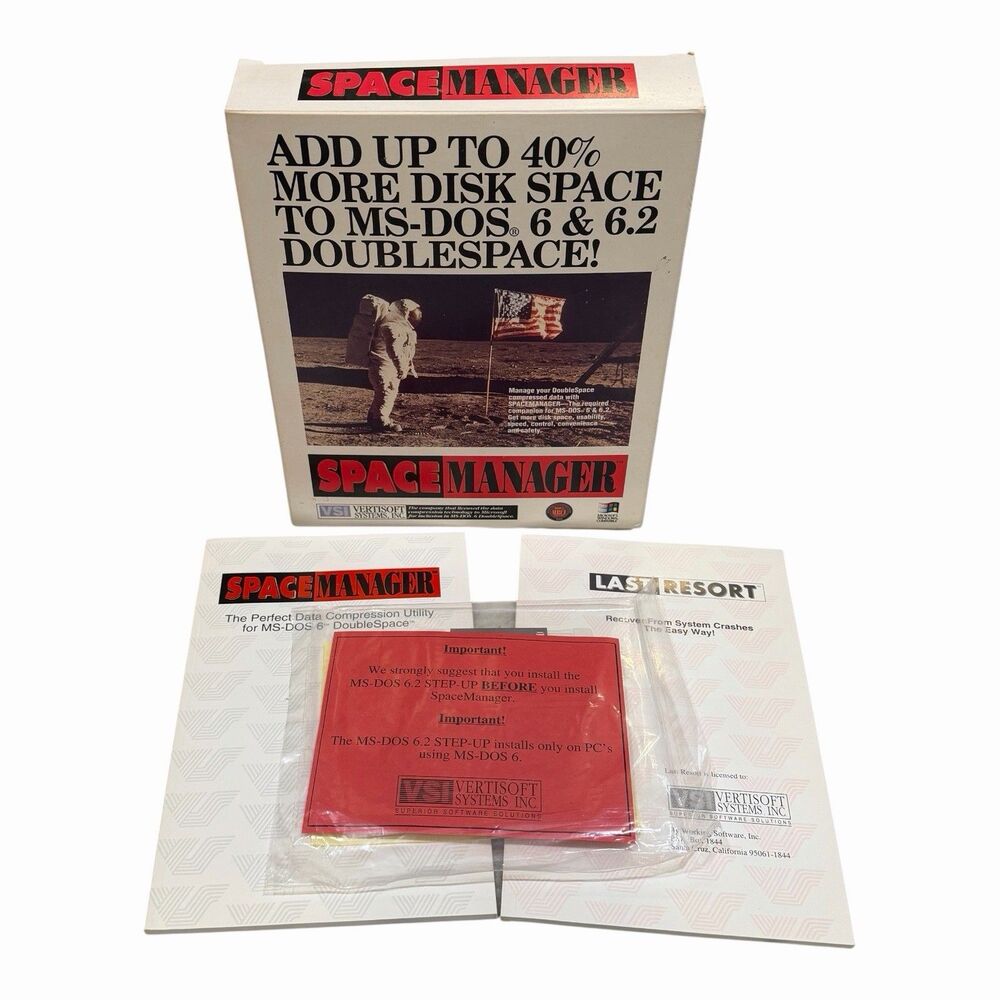 Vintage Vertisoft Space Manager MS-DOS Windows Disks Sealed New Open Box 1990s
